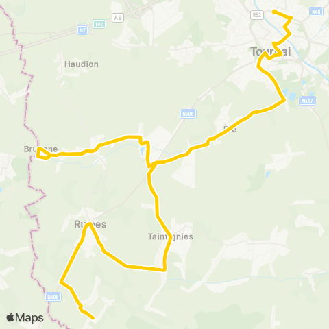 TEC Hainaut Tournai - la Glanerie map