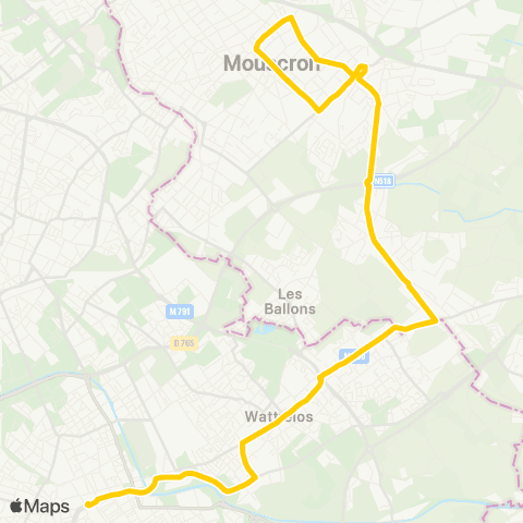 TEC Hainaut Mouscron / Moeskroen - Roubaix map