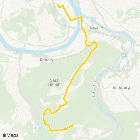 TEC Liège - Verviers Guillemins - Sart-Tilman - CHU - Botanique map