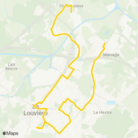 TEC Hainaut Manage - la Louvière - Besonrieux - Familleureux map