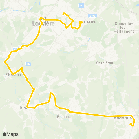 TEC Hainaut Anderlues - la Louvière map