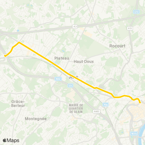 TEC Liège - Verviers St-Lambert - Ans - Loncin map