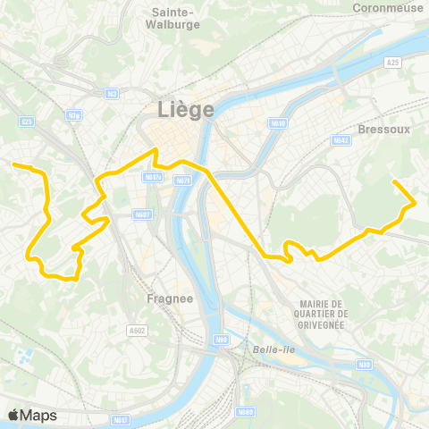 TEC Liège - Verviers Robermont - Pl. des Carmes - Laveu - St-Nicolas map