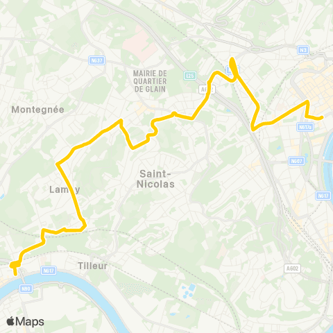 TEC Liège - Verviers Pl. des Carmes - St-Nicolas - Pansy - Jemeppe map