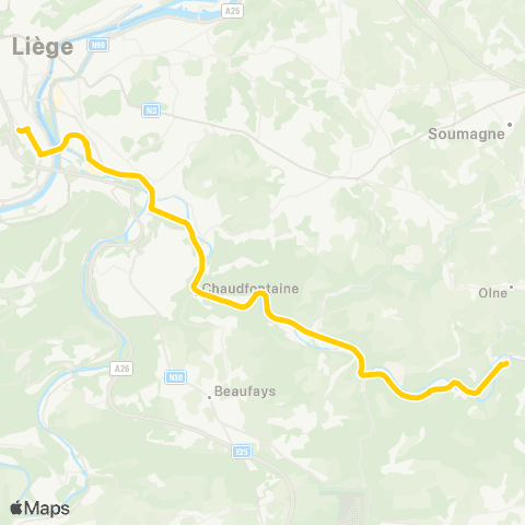 TEC Liège - Verviers Guillemins - Chaudfontaine - Trooz - Nessonvaux map