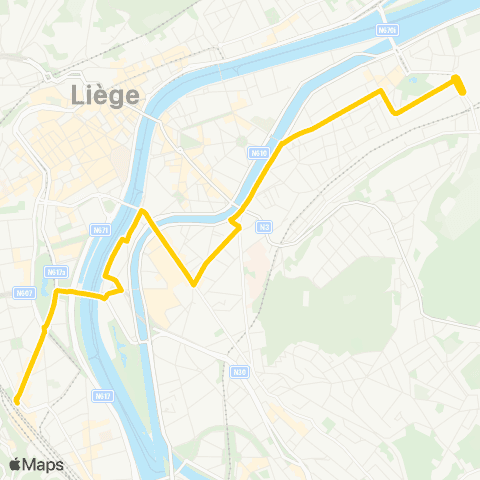TEC Liège - Verviers Guillemins - Médiacité - Bressoux map