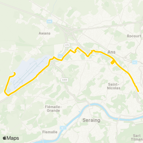 TEC Liège - Verviers Guillemins - Montlégia - Bierset (Liege Airport) map