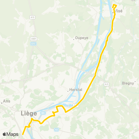 TEC Liège - Verviers Liège - Wandre - Visé map