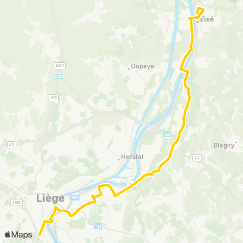 TEC Liège - Verviers Liège - Sarolay - Hermalle - Visé map