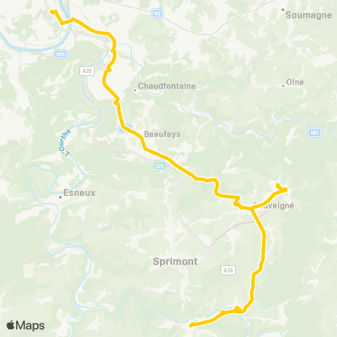 TEC Liège - Verviers Liège - Banneux - Aywaille map