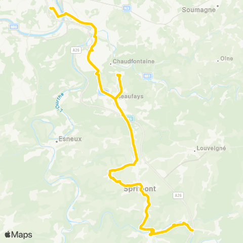 TEC Liège - Verviers Liège - Aywaille - Remouchamps map