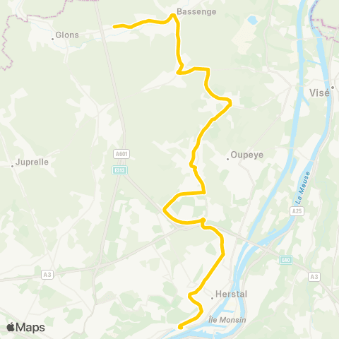 TEC Liège - Verviers Liège - Hermée - Bassenge - Boirs / Emael map