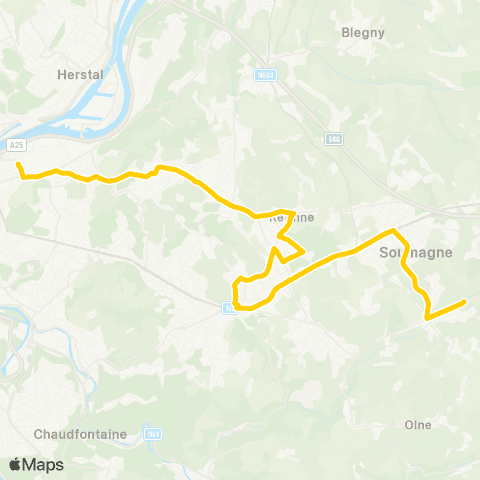 TEC Liège - Verviers Liège - Jupille - Retinne - Fléron - Soumagne map
