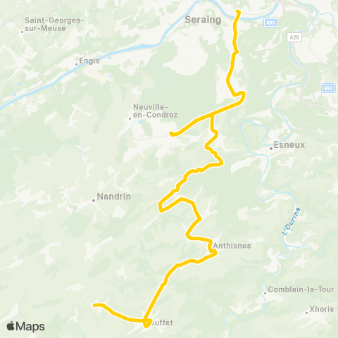 TEC Liège - Verviers Liège - Boncelles - Anthisnes - Ouffet - Warzée map