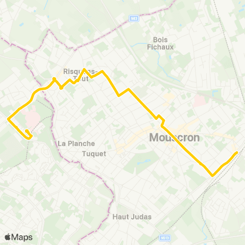 TEC Hainaut Mouscr. / Moeskr.-Tourcoing ( Risqu. Tout-Hôp. Dron) map