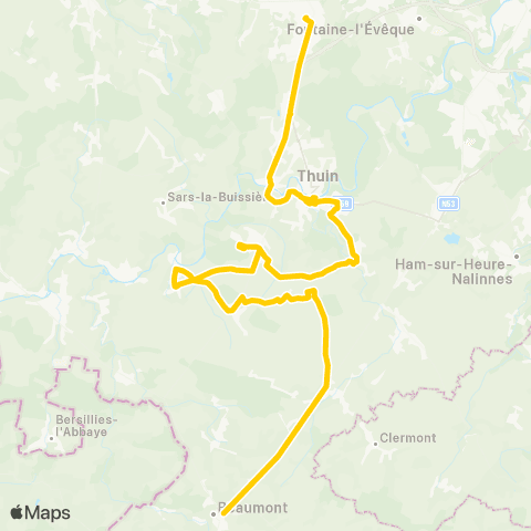 TEC Charleroi Anderlues - Biercée - Ragnies - Beaumont map