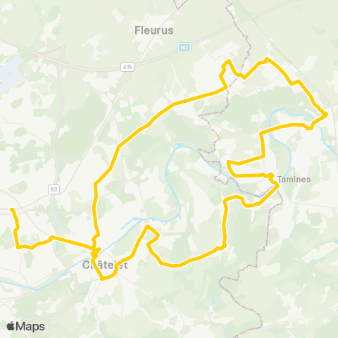 TEC Charleroi Gilly - Châtelet - Tamines - Velaine - Châtelet map