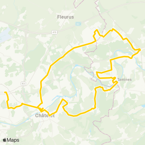 TEC Charleroi Châtelet - Velaine - Tamines - Châtelet - Gilly map