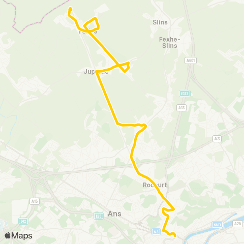 TEC Liège - Verviers Liège - Rocourt - Paifve - Wihogne map