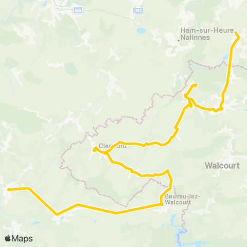 TEC Charleroi Nalinnes - Beaumont map