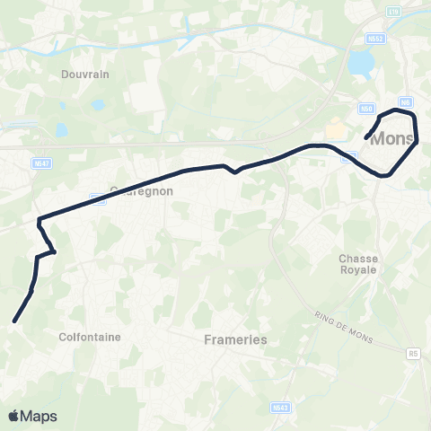 TEC Hainaut Mons - Hornu Berchon map