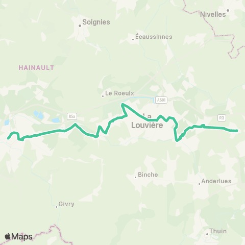 TEC Hainaut Mons - Trazegnies map