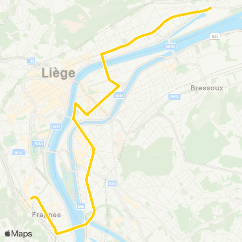 TEC Liège - Verviers Guillemins - Médiacité - Bavière - Coronmeuse map