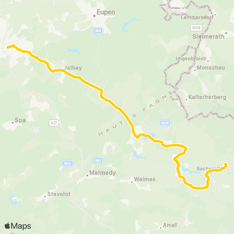 TEC Liège - Verviers Verviers - Rocherath map