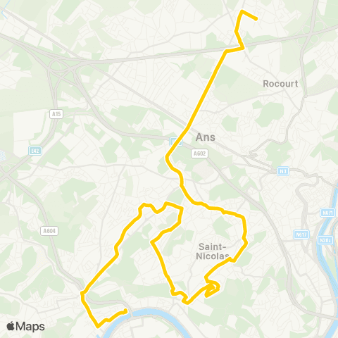 TEC Liège - Verviers Jemeppe - Montegnée - Tilleur - Ans - Rocourt map