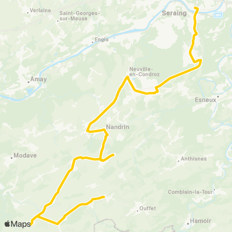 TEC Liège - Verviers Liège - Boncelles - Neuville - Tinlot - Warzée map