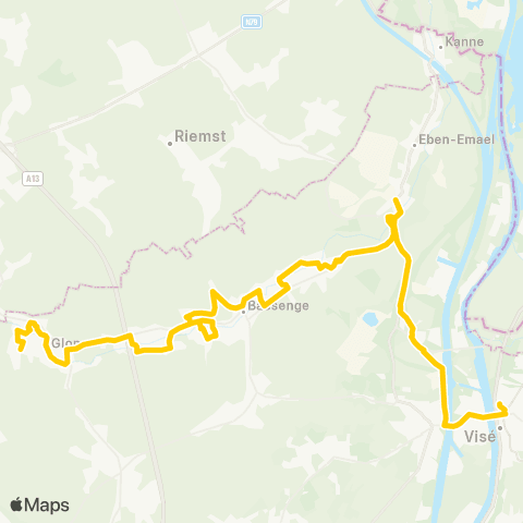 TEC Liège - Verviers Proxibus de Bassenge map