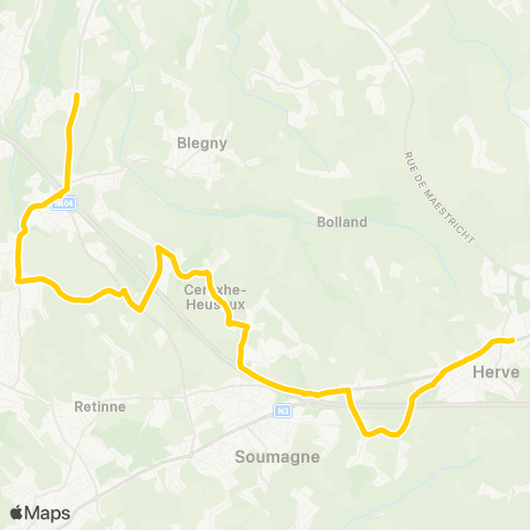 TEC Liège - Verviers Housse - Barchon - Tignée - Cerexhe - Melen - Herve map