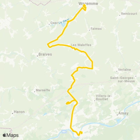 TEC Liège - Verviers Huy - Waremme map