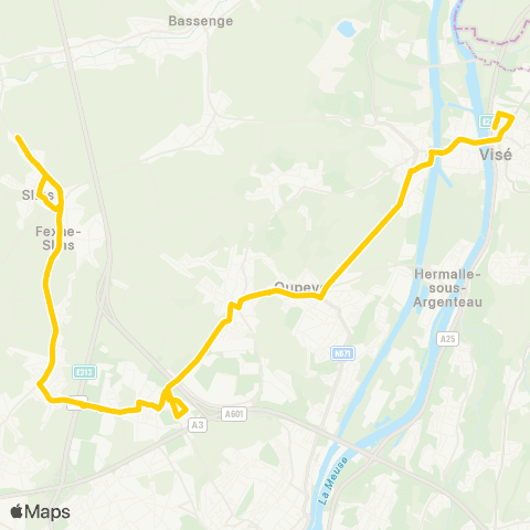 TEC Liège - Verviers Slins - Milmort - Oupeye - Visé map