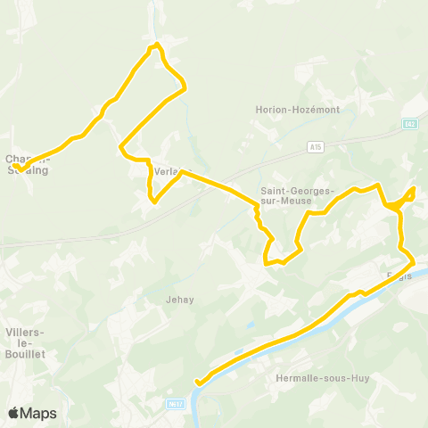 TEC Liège - Verviers Chapon-Seraing - Verlaine - Stockay - Awirs - Flône map