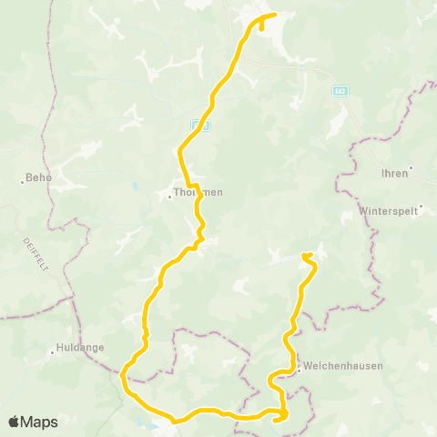 TEC Liège - Verviers St-Vith - Wemperhardt - Ouren - Reuland map