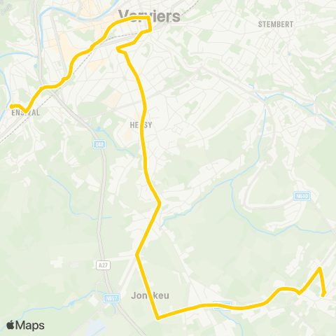 TEC Liège - Verviers Ensival - Pl. Verte - Heusy - Jehanster map