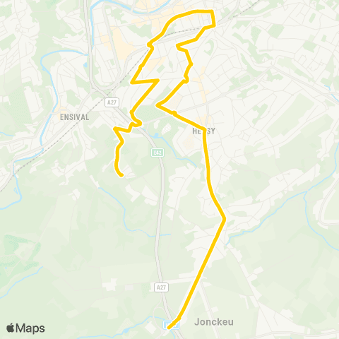 TEC Liège - Verviers Champs des Oiseaux-G. Centrale-Pl. Verte-Heusy P+R map