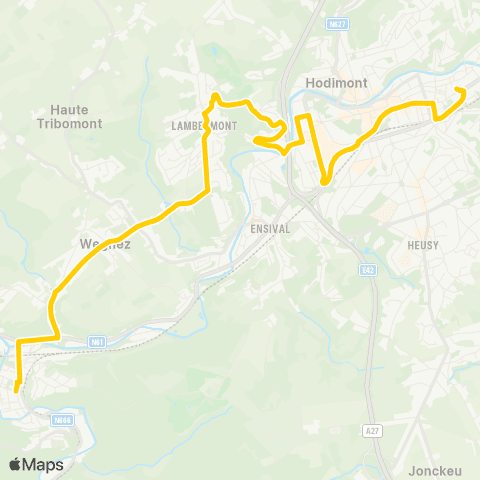 TEC Liège - Verviers Verviers - Lambermont - Wegnez - Pepinster map