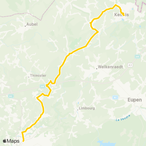 TEC Liège - Verviers Verviers - Henri-Chapelle - Welkenraedt / Kelmis map