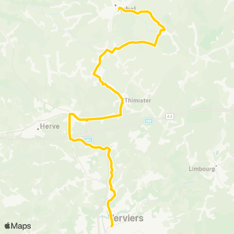 TEC Liège - Verviers Verviers - Battice - Thimister - Aubel map