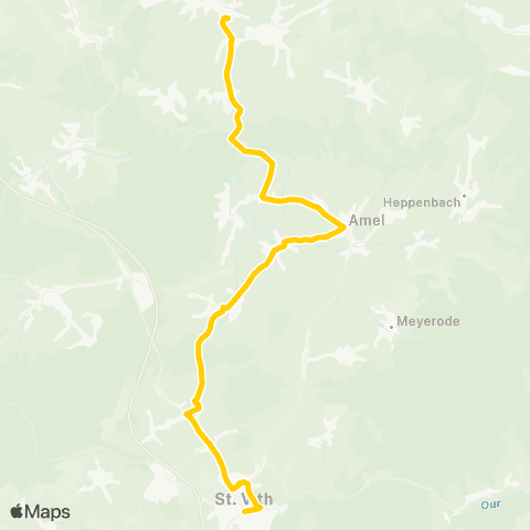 TEC Liège - Verviers Sourbrodt - Waimes - St.Vith map