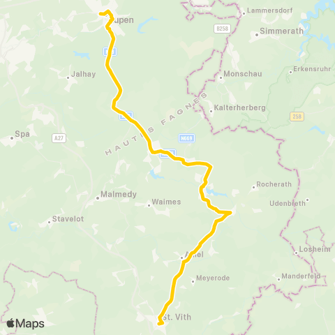 TEC Liège - Verviers Eupen - Büllingen - St.Vith map