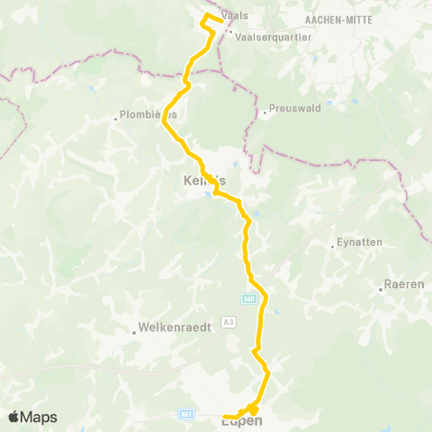 TEC Liège - Verviers Eupen - Kelmis - Vaals map