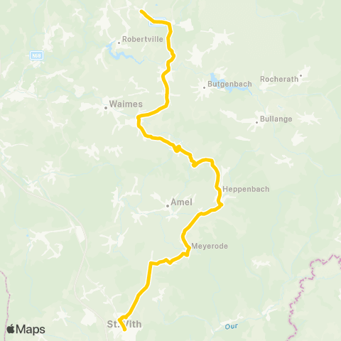 TEC Liège - Verviers St.Vith - Meyerode - Heppenbach-Weywertz-Sourbrodt map