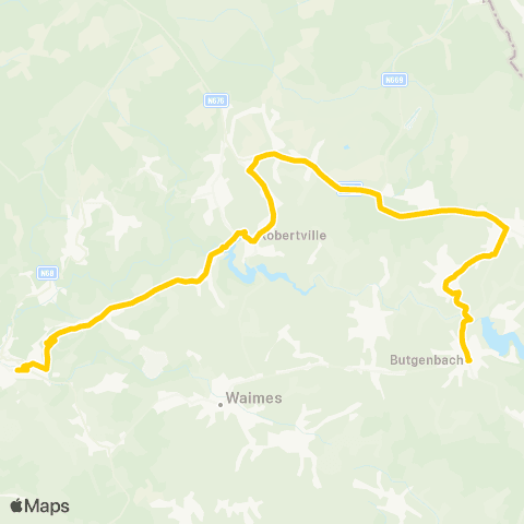 TEC Liège - Verviers Stavelot - Malmedy - Sourbrodt - Bütgenbach map