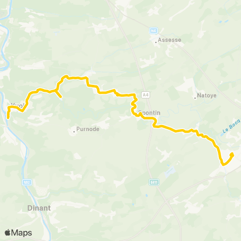 TEC Namur-Luxembourg Ciney - Durnal - Yvoir map