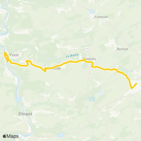 TEC Namur-Luxembourg Ciney - Dorinne - Yvoir map