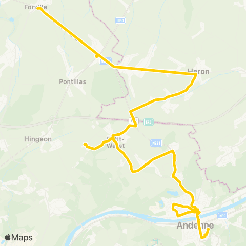 TEC Namur-Luxembourg Andenne - Forville map