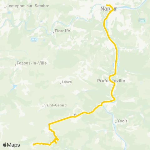 TEC Namur-Luxembourg Namur - Maredsous map